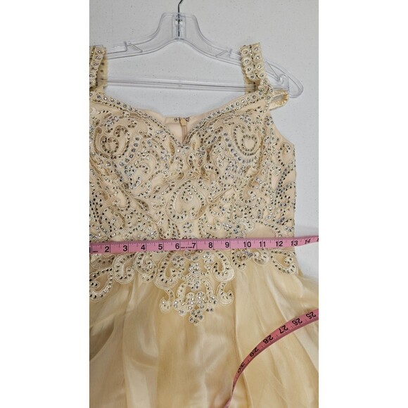 NWT Anny Lee Tan Sleeveless V Neck A Line Embroidered Zip Women's Dress Size S - Picture 3 of 14